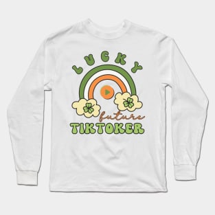 Lucky Future Tiktoker for Kids, St. Patricks Day Kids Gift, Future Tiktoker, Lucky Shamrock, Rainbow Lucky Future Tiktoker Kids Long Sleeve T-Shirt